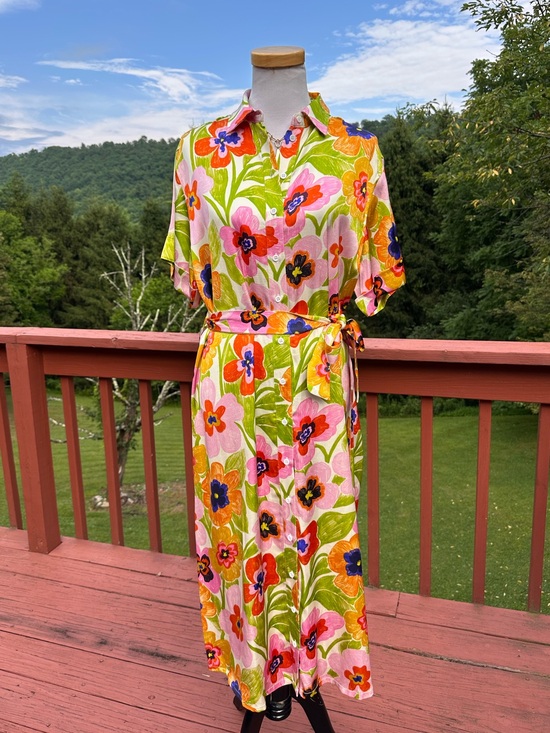 FRNCH Dresses & Skirts - FRNCH Paige Button Front Dress Spicy Garden Creme